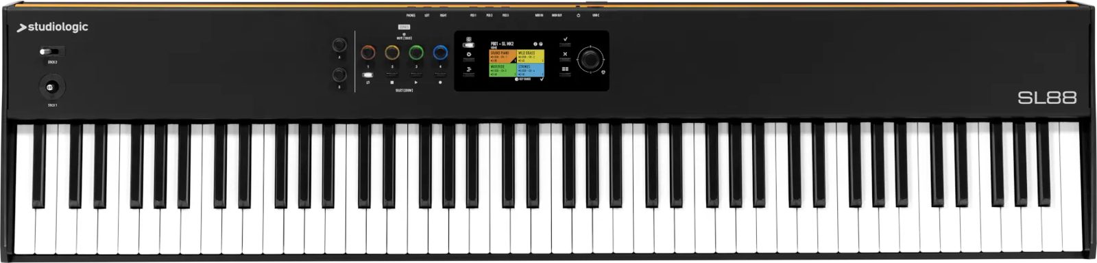 Studiologic SL88 MK2を正面から見た全体